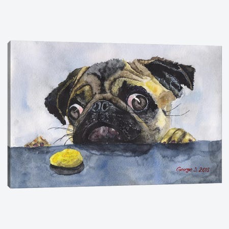 Pug And Cookie Canvas Print #GDY122} by George Dyachenko Art Print