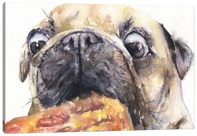 Pug And Pizza IV Canvas Art Print - Pizza Art