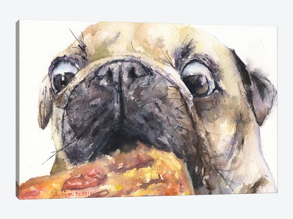 Pug And Pizza IV by George Dyachenko 1-piece Art Print