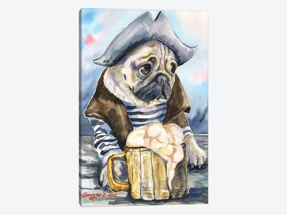Pug The Sailor by George Dyachenko 1-piece Canvas Wall Art