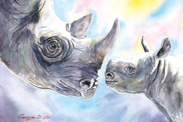 Rhinoceroses: Rhino Family by George Dyachenko