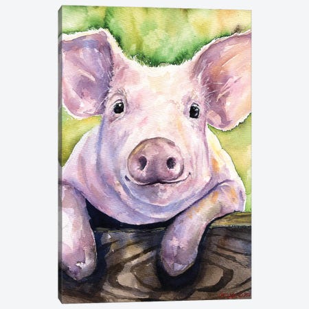 Smiling Pig Canvas Print #GDY134} by George Dyachenko Canvas Print