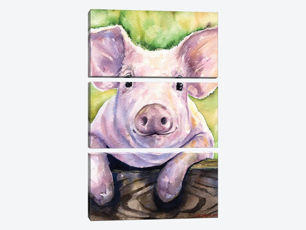 Smiling Pig by George Dyachenko 3-piece Canvas Artwork