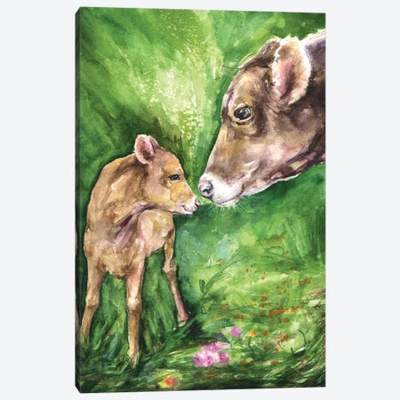 Cow and Baby Canvas Print #GDY153} by George Dyachenko Canvas Wall Art
