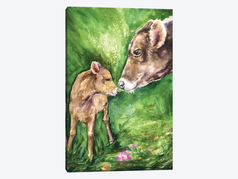 Cow and Baby by George Dyachenko 1-piece Canvas Art Print