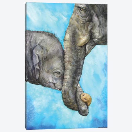 Elephants - Pure Family Canvas Print #GDY157} by George Dyachenko Canvas Print