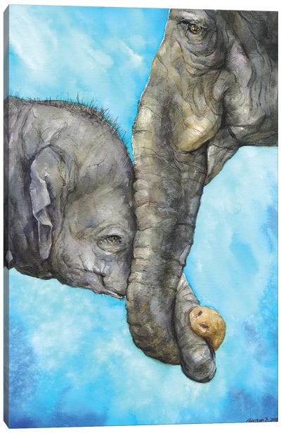 Elephants - Pure Family Canvas Art Print - George Dyachenko