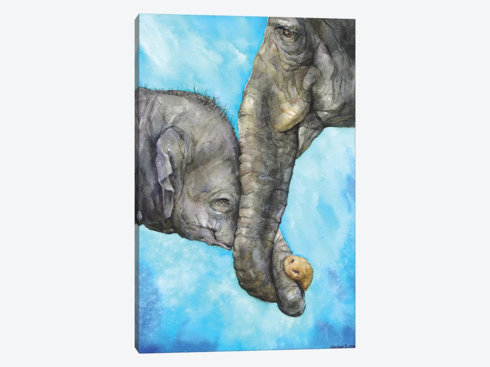 Elephants - Pure Family by George Dyachenko 1-piece Canvas Print