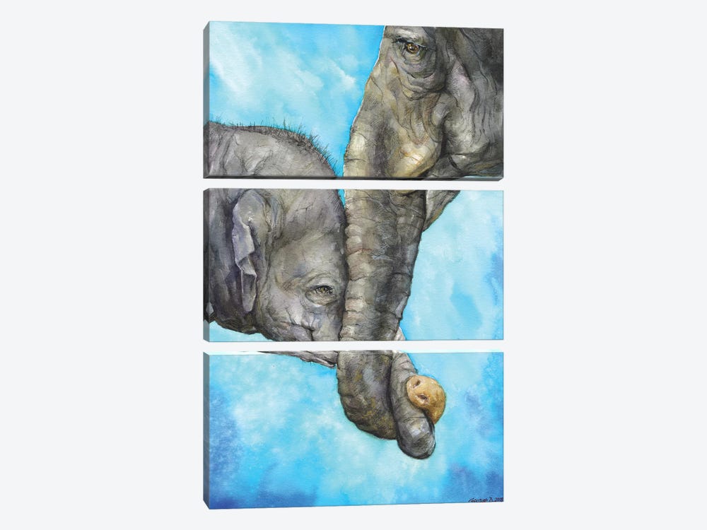 Elephants - Pure Family by George Dyachenko 3-piece Canvas Print