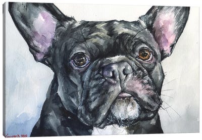 French Black Canvas Art Print - French Bulldog Art