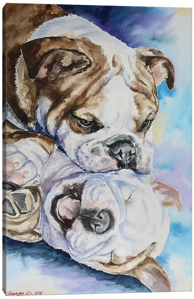 Happiness Canvas Art Print - Bulldog Art