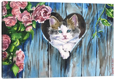 Blue Canvas Art Print - Kitten Art