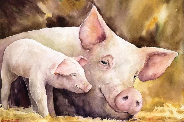 Pigs: Mother And Baby by George Dyachenko