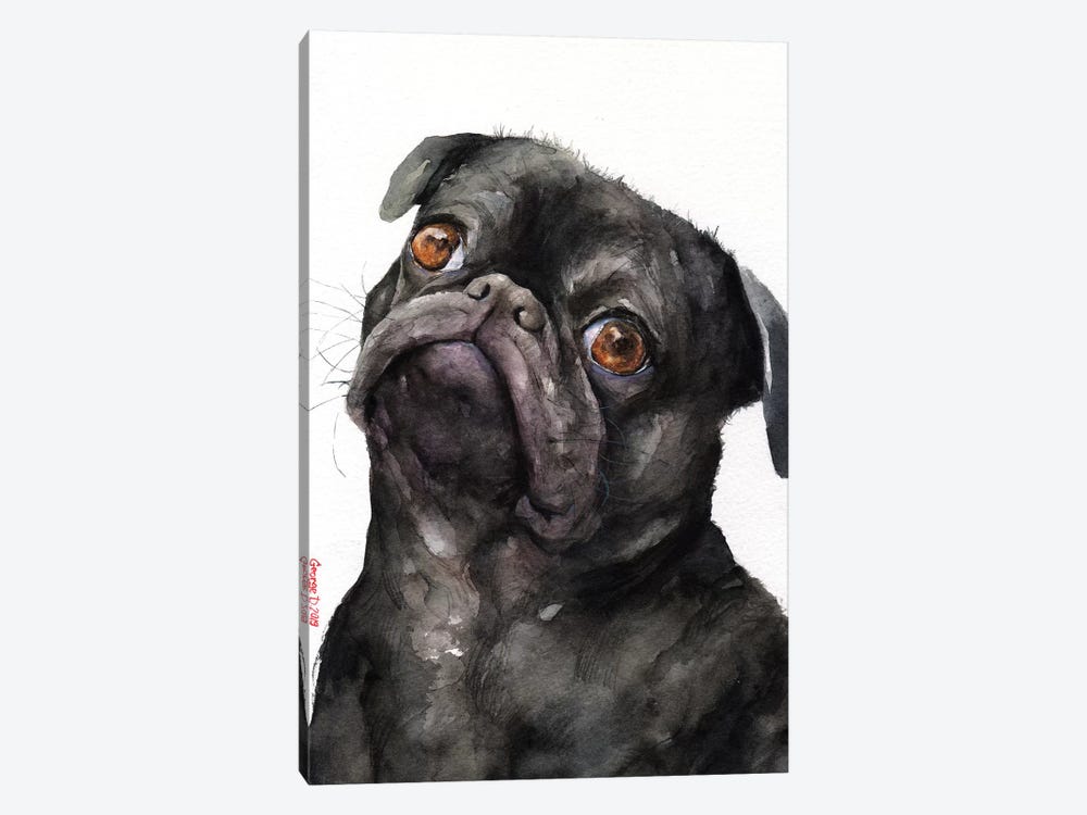 Black Pug by George Dyachenko 1-piece Canvas Print