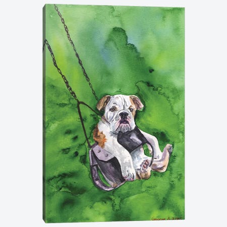 American Bulldog Puppy Canvas Print #GDY1} by George Dyachenko Canvas Art