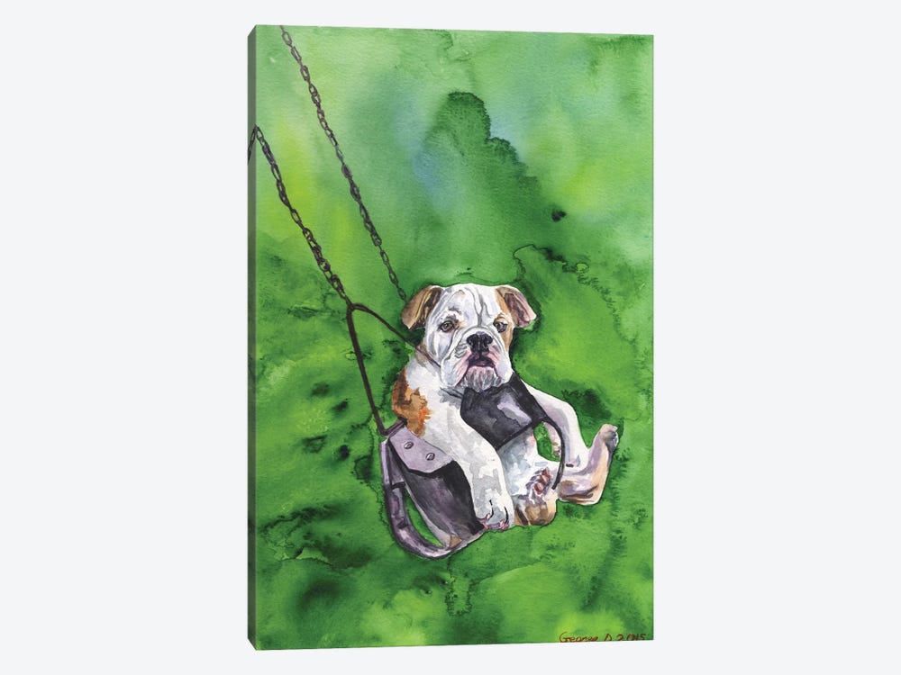 American Bulldog Puppy by George Dyachenko 1-piece Canvas Wall Art