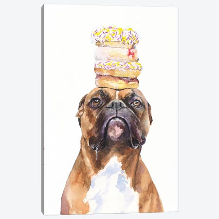 Boxer And Donuts Canvas Print #GDY200} by George Dyachenko Canvas Art