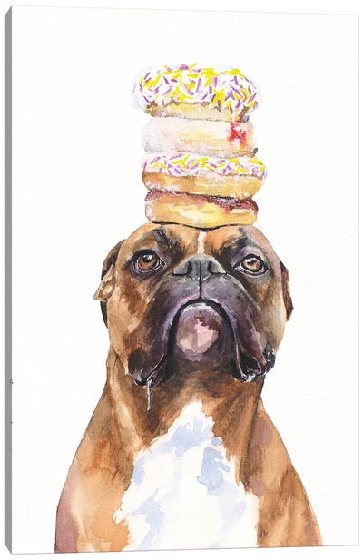 Boxer And Donuts Canvas Art Print - Donut Art