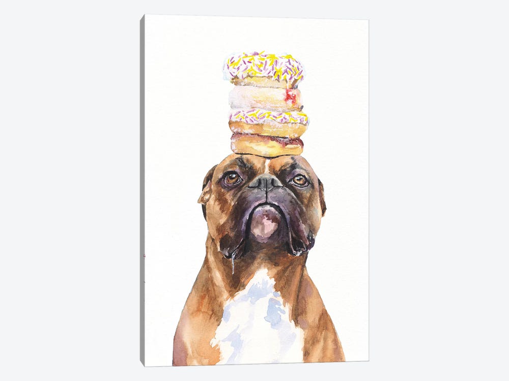 Boxer And Donuts by George Dyachenko 1-piece Canvas Art Print