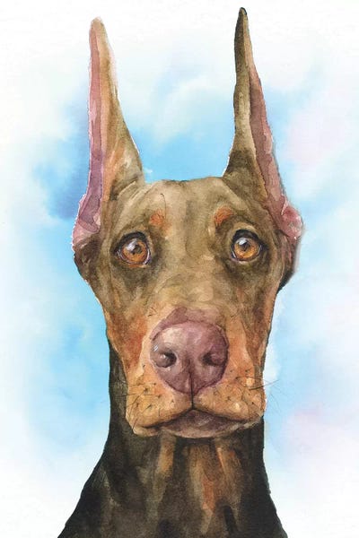 Doberman Puppy Portrait by George Dyachenko canvas print