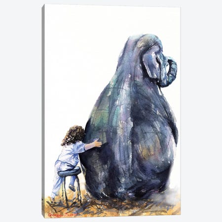 Elephant And Girl Canvas Print #GDY214} by George Dyachenko Canvas Artwork
