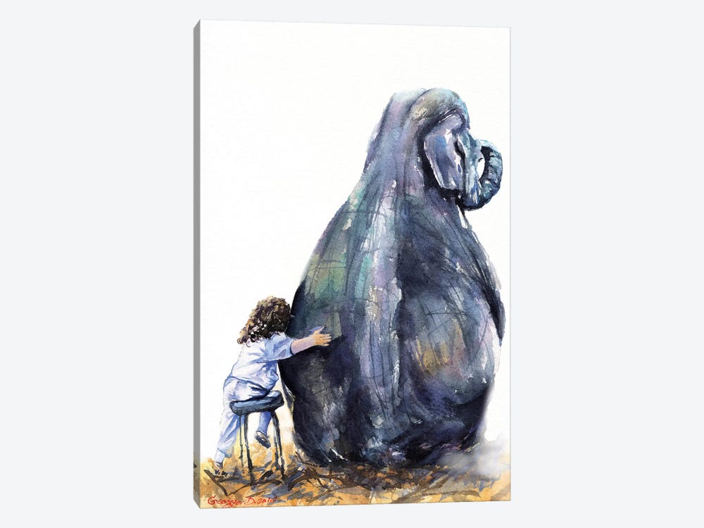 Elephant And Girl by George Dyachenko 1-piece Canvas Art