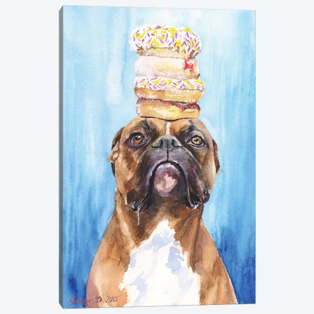 Boxer And Donuts Canvas Print #GDY21} by George Dyachenko Canvas Print