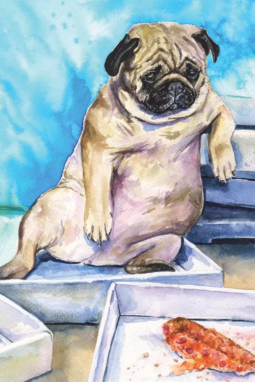 Pug And Pizza by George Dyachenko wall art