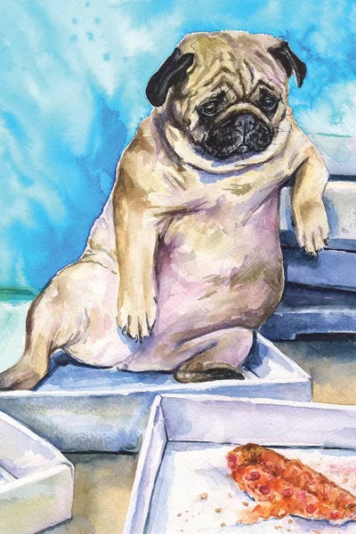 Kids Art Boys: Pug And Pizza by George Dyachenko