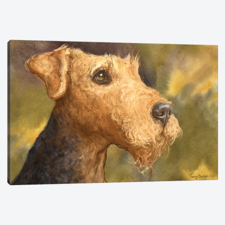 Airedale With Background Canvas Print #GDY240} by George Dyachenko Canvas Artwork