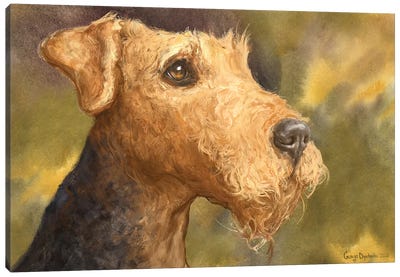Airedale With Background Canvas Art Print - Airedale Terrier Art