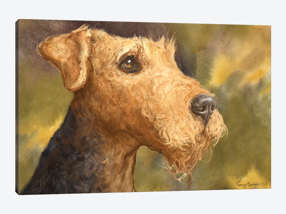 Airedale With Background by George Dyachenko 1-piece Canvas Art Print