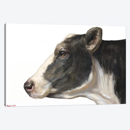 Cow White Background Canvas Print #GDY246} by George Dyachenko Canvas Art Print