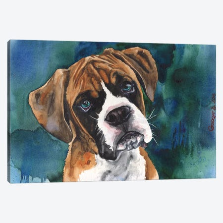 Boxer Puppy Canvas Print #GDY24} by George Dyachenko Canvas Art