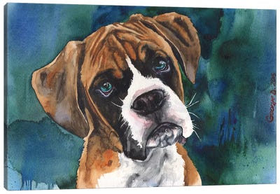 Boxer Puppy Canvas Art Print - Puppy Art