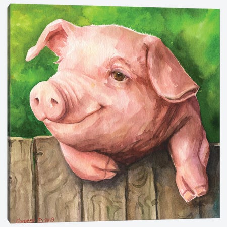 Little Piggy With Background Canvas Print #GDY254} by George Dyachenko Canvas Art