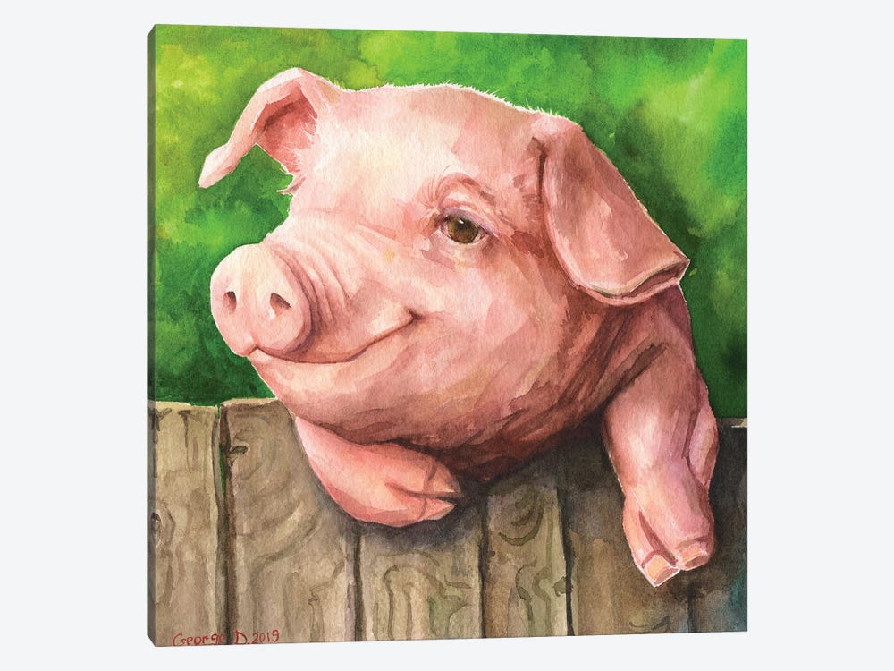 Little Piggy With Background by George Dyachenko 1-piece Canvas Art