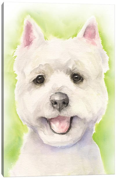 Westie Light Background Canvas Art Print - West Highland White Terrier Art