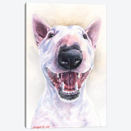 Happy Bull Terrier Canvas Print #GDY269} by George Dyachenko Canvas Artwork
