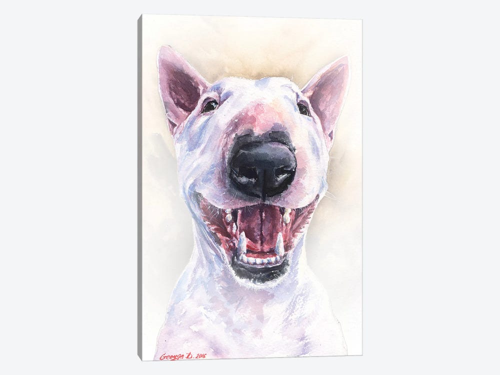Happy Bull Terrier by George Dyachenko 1-piece Canvas Art