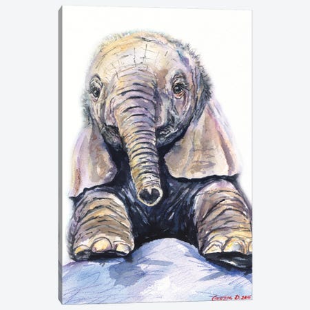 Elephant baby Canvas Print #GDY277} by George Dyachenko Canvas Art