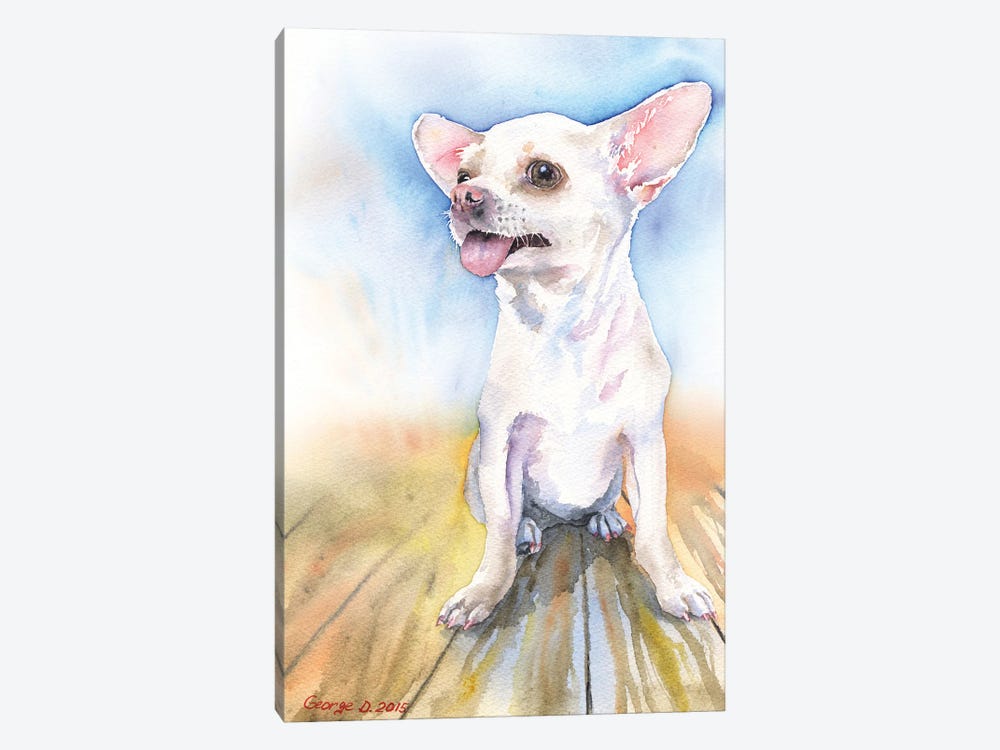 Chihuahua white by George Dyachenko 1-piece Canvas Art Print