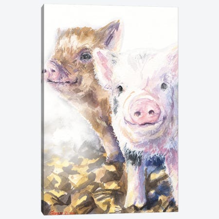 Pig friends Canvas Print #GDY286} by George Dyachenko Art Print