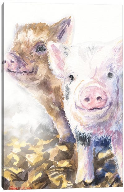 Pig friends Canvas Art Print - Pig Art