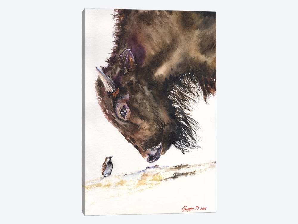 Buffalo And Sparrow by George Dyachenko 1-piece Canvas Art