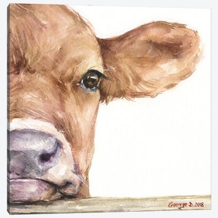 Calf Half Portrait Canvas Print #GDY295} by George Dyachenko Canvas Art