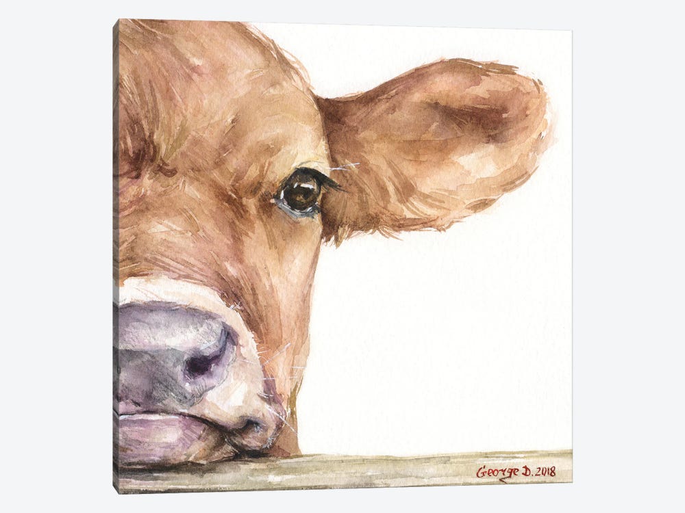 Calf Half Portrait by George Dyachenko 1-piece Canvas Art Print