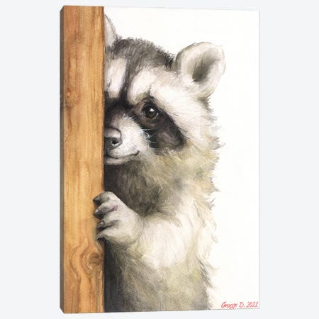 Cute Raccoon Canvas Print #GDY303} by George Dyachenko Canvas Print