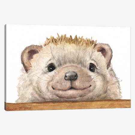 Hedgehog With Wood Fence Canvas Print #GDY309} by George Dyachenko Canvas Print