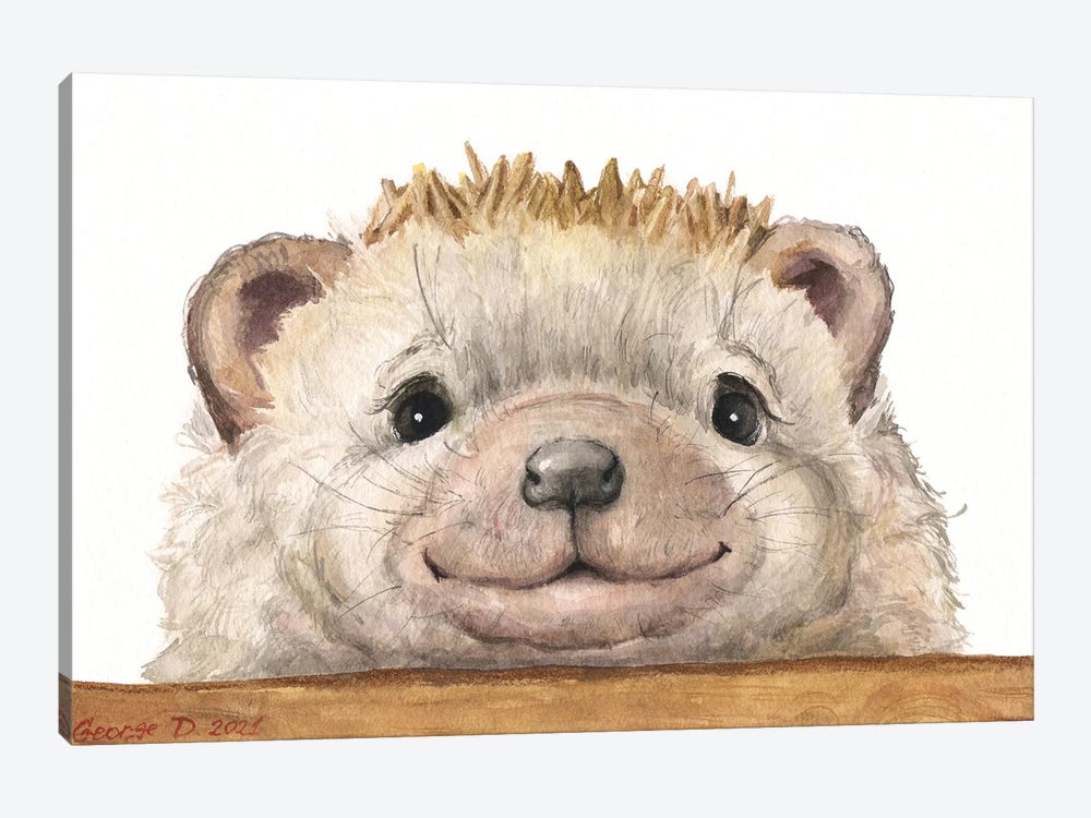 Hedgehog With Wood Fence by George Dyachenko 1-piece Art Print